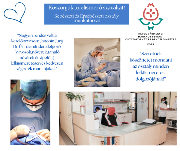 Köszönet a Sebészeti és Érsebészeti osztálynak